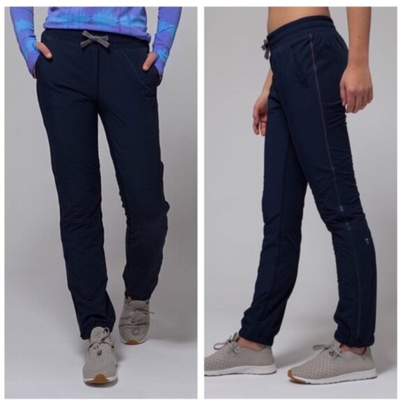 Ivivva by Lululemon Navy Blue Matchmaker Lined Joggers with Leg Zipper Size 14 - Picture 1 of 8